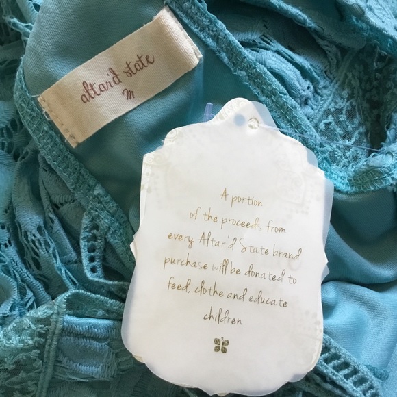 NWT ALTAR'D STATE teal blue Lace Fit Flare dress M - Picture 5 of 7
